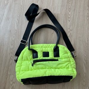 Go Sac Neon Lime Quilted Tote with Black Accents crossbody bag purse